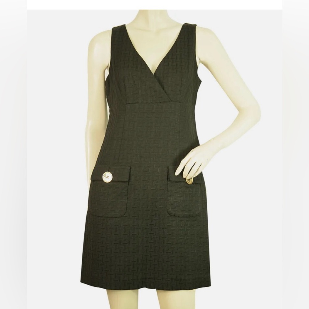 Michael By Michael Kors Black Sleeveless Gold Buttons Mini Length dress size 4
